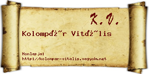 Kolompár Vitális névjegykártya